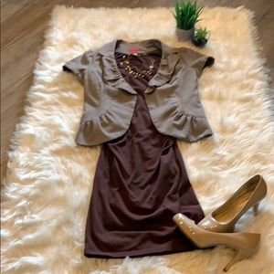 Super cute Ruffled brown short sleeve jacket